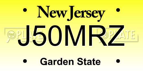 J50MRZ New Jersey License Plate