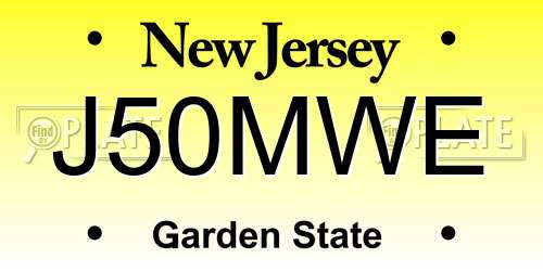 J50MWE New Jersey License Plate