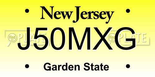 J50MXG New Jersey License Plate