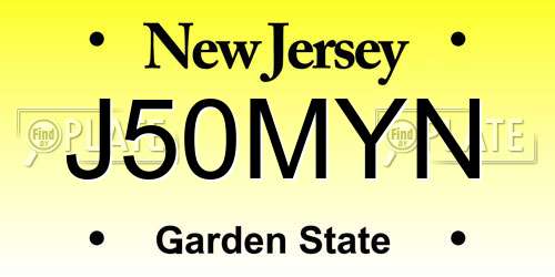 J50MYN New Jersey License Plate