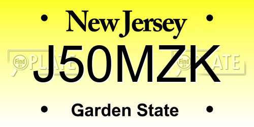 J50MZK New Jersey License Plate