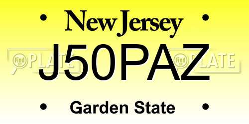 J50PAZ New Jersey License Plate