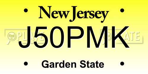 J50PMK New Jersey License Plate