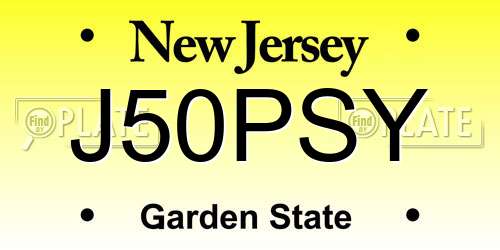J50PSY New Jersey License Plate