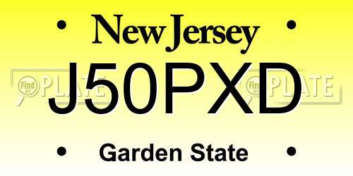 J50PXD New Jersey License Plate