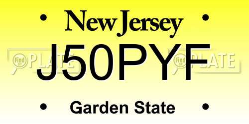 J50PYF New Jersey License Plate