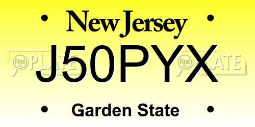 J50PYX New Jersey License Plate