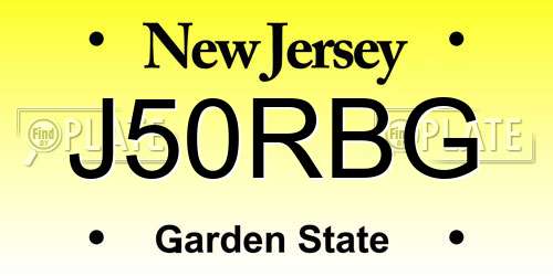 J50RBG New Jersey License Plate