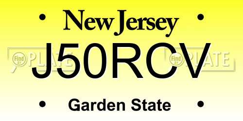 J50RCV New Jersey License Plate