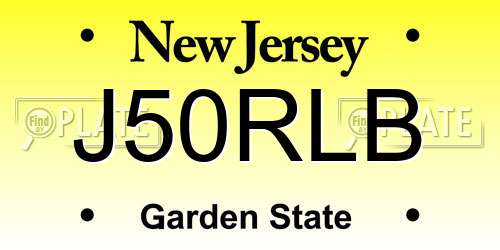 J50RLB New Jersey License Plate