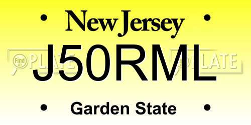 J50RML New Jersey License Plate