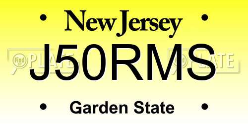 J50RMS New Jersey License Plate