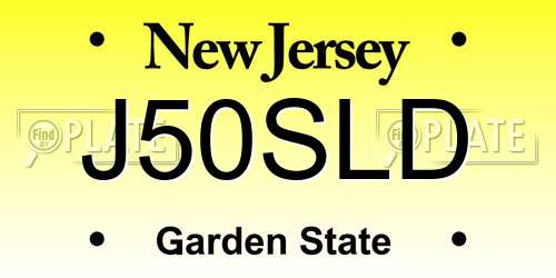 J50SLD New Jersey License Plate