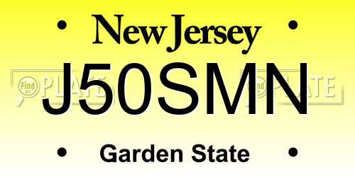 J50SMN New Jersey License Plate
