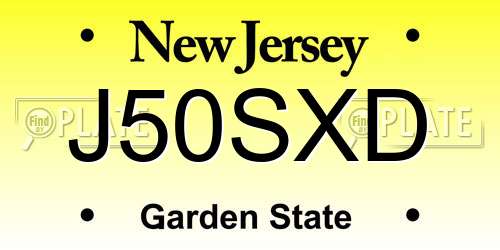 J50SXD New Jersey License Plate