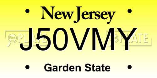 J50VMY New Jersey License Plate