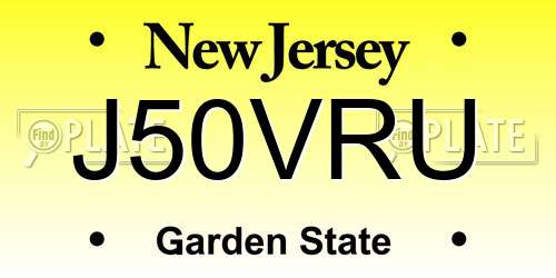 J50VRU New Jersey License Plate