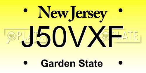 J50VXF New Jersey License Plate