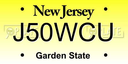 J50WCU New Jersey License Plate