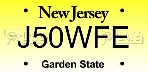 J50WFE New Jersey License Plate