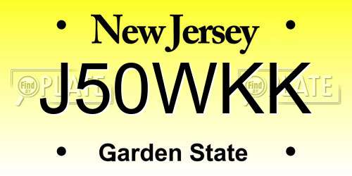 J50WKK New Jersey License Plate