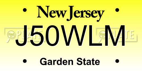 J50WLM New Jersey License Plate
