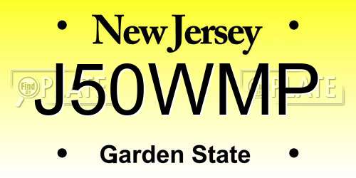 J50WMP New Jersey License Plate