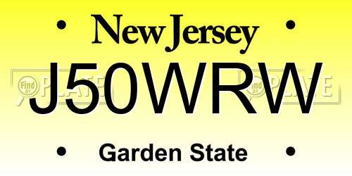 J50WRW New Jersey License Plate