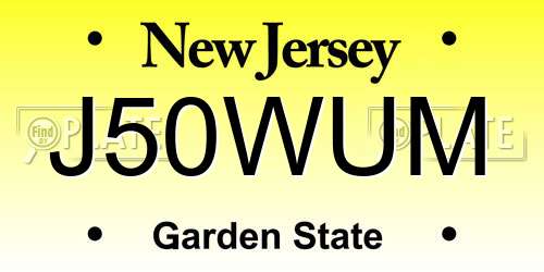 J50WUM New Jersey License Plate