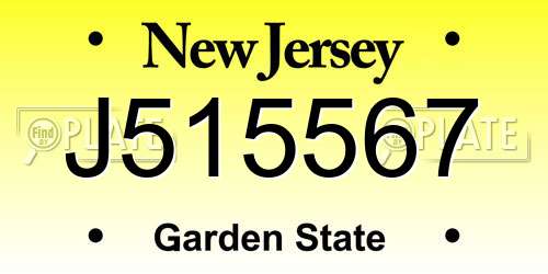 J515567 New Jersey License Plate