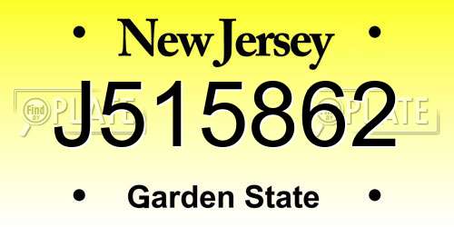 J515862 New Jersey License Plate
