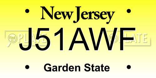 J51AWF New Jersey License Plate