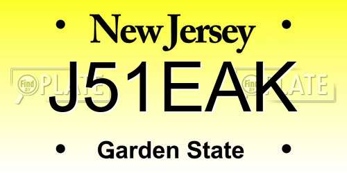 J51EAK New Jersey License Plate