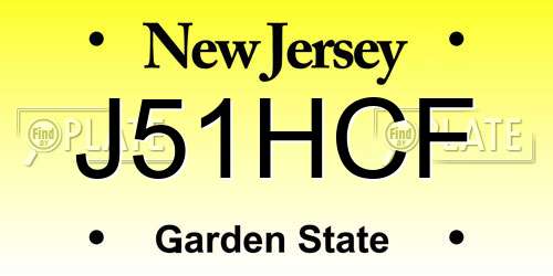 J51HCF New Jersey License Plate