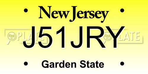 J51JRY New Jersey License Plate