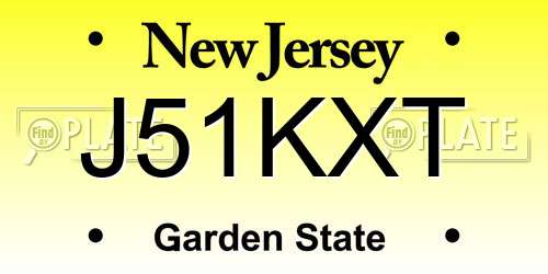 J51KXT New Jersey License Plate