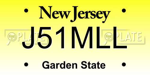 J51MLL New Jersey License Plate