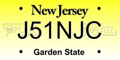 J51NJC New Jersey License Plate