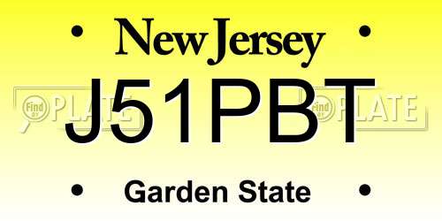 J51PBT New Jersey License Plate