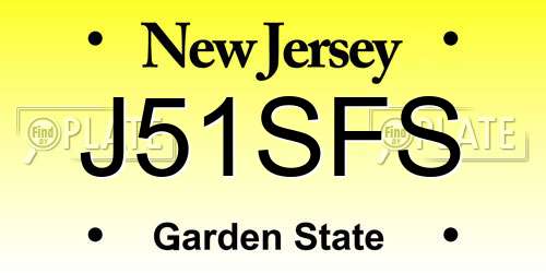 J51SFS New Jersey License Plate