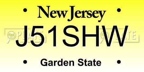 J51SHW New Jersey License Plate
