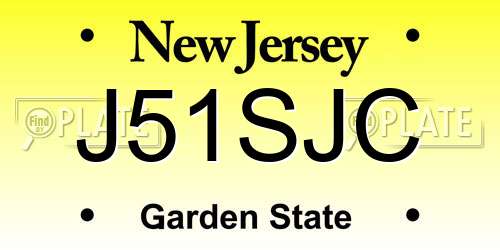 J51SJC New Jersey License Plate
