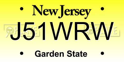 J51WRW New Jersey License Plate