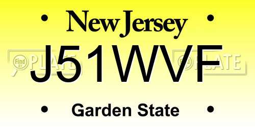 J51WVF New Jersey License Plate