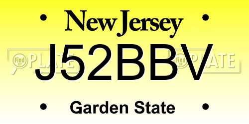 J52BBV New Jersey License Plate