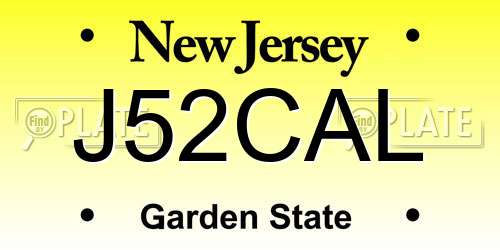 J52CAL New Jersey License Plate