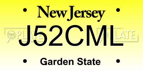 J52CML New Jersey License Plate