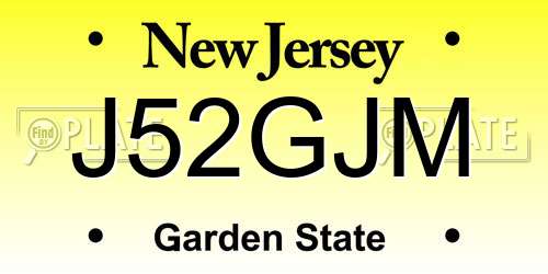 J52GJM New Jersey License Plate