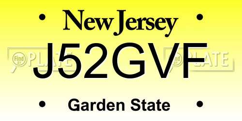 J52GVF New Jersey License Plate