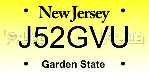 J52GVU New Jersey License Plate